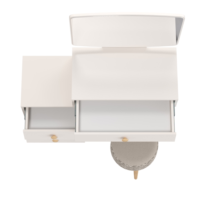 Афина Спальня 4-25901М1к.с. Трюмо + Банкетка 6-5132ТКсерая Юна, цвет кашемир серый/ткань серая, ШхГхВ 105х38,6х129 + 33х33х45 см., универс. сб.