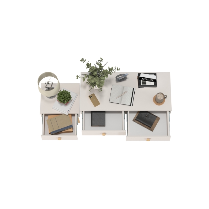 Афина Спальня Стол + Тумба прикроватная, цвет кашемир серый, ШхГхВ 100х45х76 + 45х37х45 см., универсальная сборка