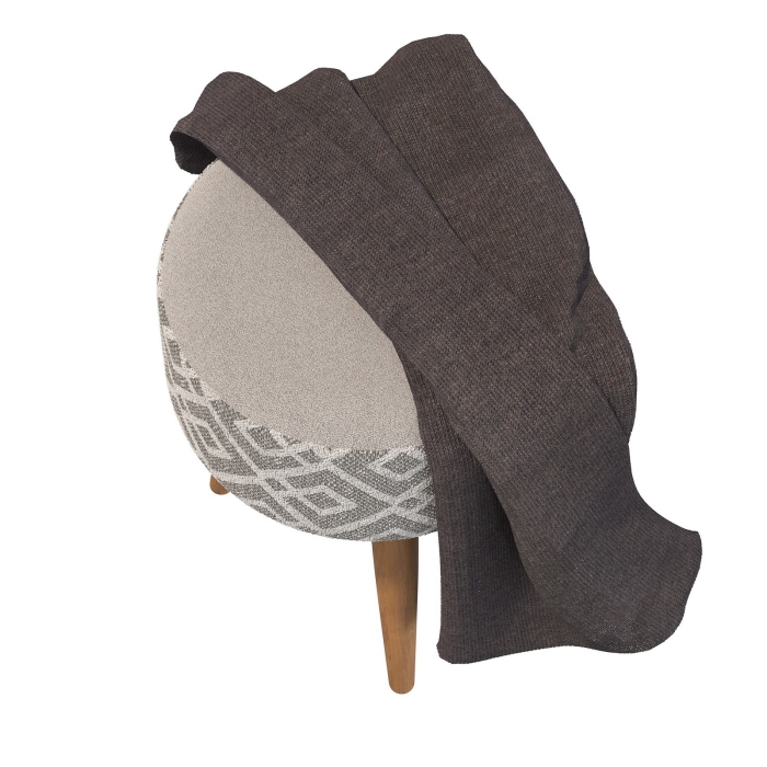 Банкетка 6-5132ТКсерая Юна, цвет ткань серая с рисунком, ШхГхВ 33х33х45 см.(круглая банкетка на трёх ножках), цвет ножек: тик