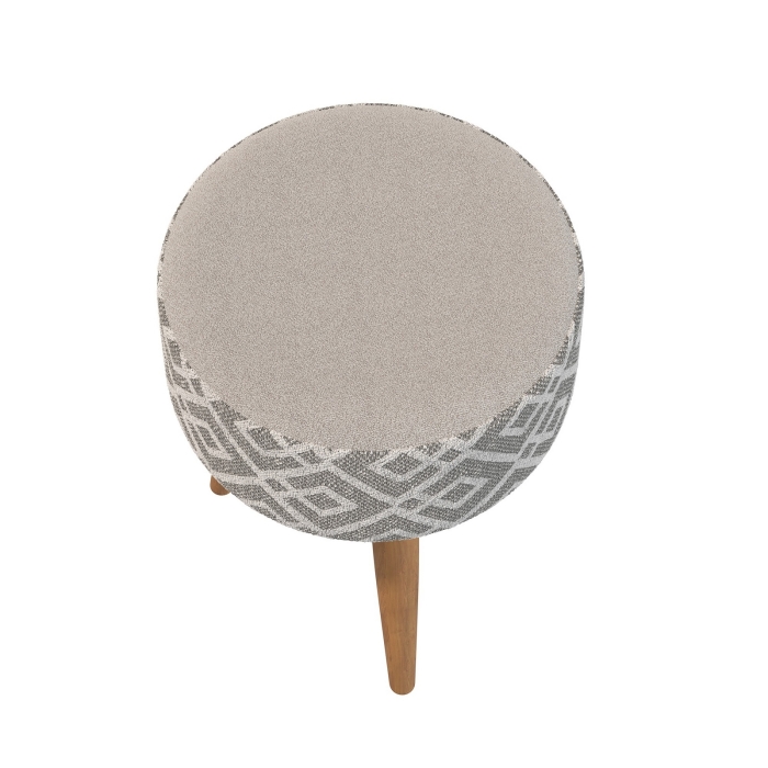 Банкетка 6-5132ТКсерая Юна, цвет ткань серая с рисунком, ШхГхВ 33х33х45 см.(круглая банкетка на трёх ножках), цвет ножек: тик