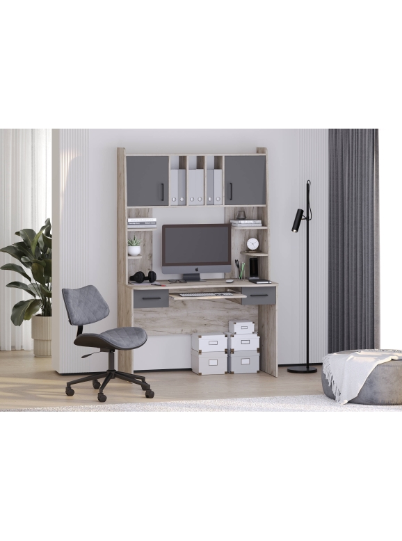 Стол рабочий 6-0604дкс/граф Бета, цвет дуб крафт серый/графит, ШхГхВ 120х60,5х183,5 см.