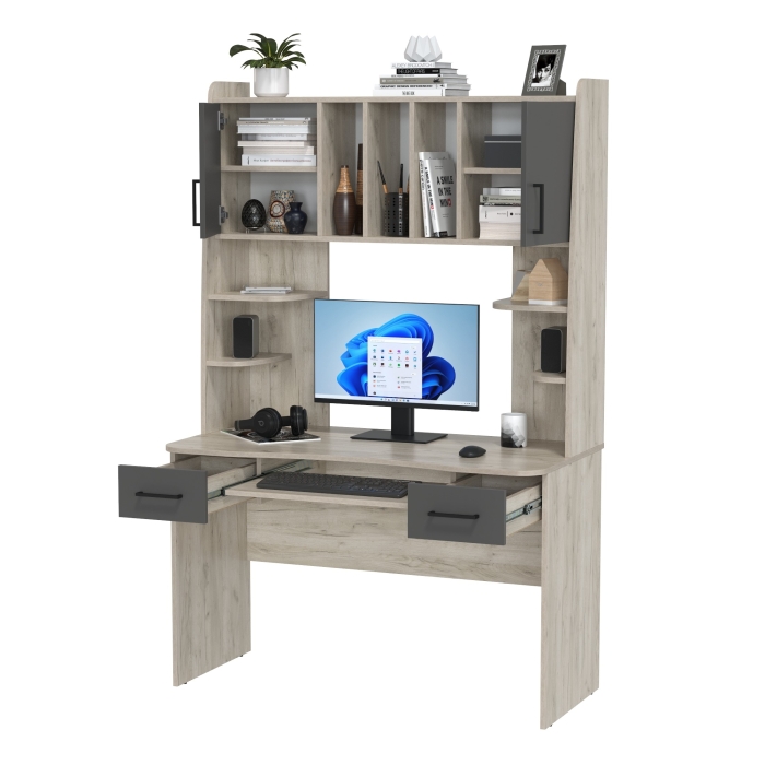 Стол рабочий 6-0604дкс/граф Бета, цвет дуб крафт серый/графит, ШхГхВ 120х60,5х183,5 см.