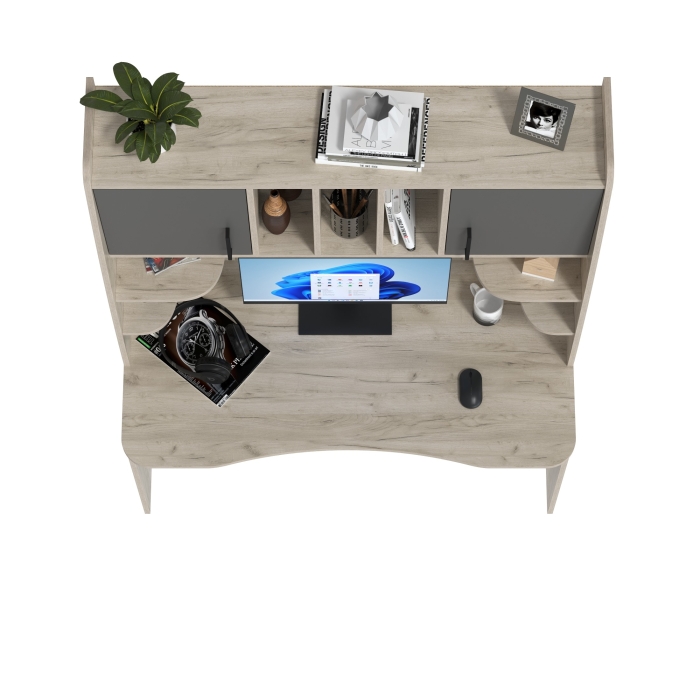 Стол рабочий 6-0604дкс/граф Бета, цвет дуб крафт серый/графит, ШхГхВ 120х60,5х183,5 см.