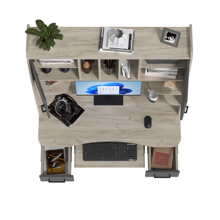 Стол рабочий 6-0604дкс/граф Бета, цвет дуб крафт серый/графит, ШхГхВ 120х60,5х183,5 см.