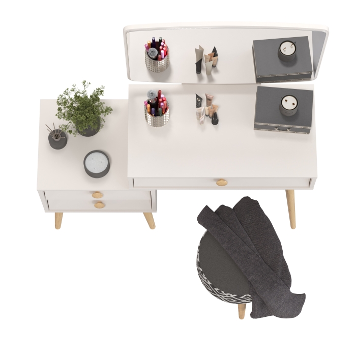 Афина Спальня 4-25901М1к.с. Трюмо + Банкетка 6-5132ТКчёр Юна, цвет кашемир серый/ткань чёрная, ШхГхВ 105х38,6х129 + 33х33х45 см., универс. сб.