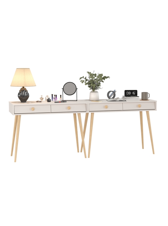 Афина Спальня Стол х 2, цвет кашемир серый, ШхГхВ 200х45х76 см.