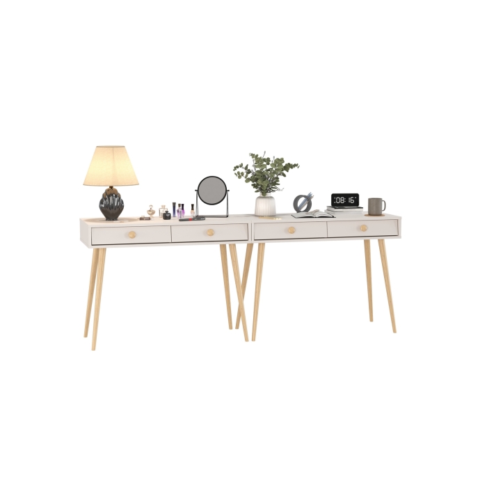 Афина Спальня Стол х 2, цвет кашемир серый, ШхГхВ 200х45х76 см.