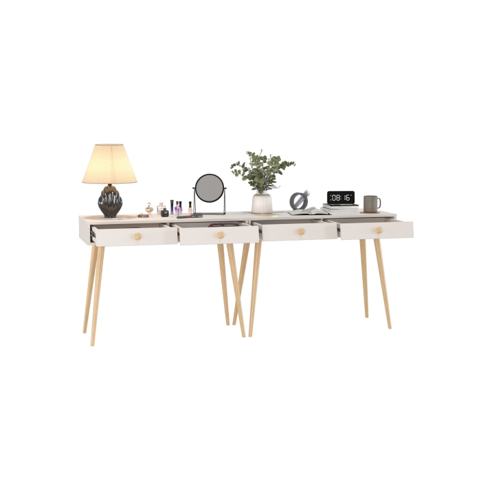 Афина Спальня Стол х 2, цвет кашемир серый, ШхГхВ 200х45х76 см.