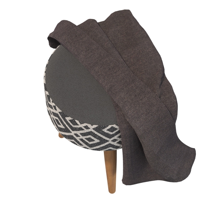 Банкетка 6-5132ТКчёр Юна, цвет ткань чёрная с рисунком, ШхГхВ 33х33х45 см.(круглая банкетка на трёх ножках), цвет ножек: тик