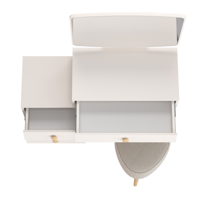 Афина Спальня 4-25901М1к.с. Трюмо + Банкетка 6-5134ТКбеж Ева, цвет кашемир серый/ткань бежевая, ШхГхВ 105х38,6х129 + 38х38х45 см., универс. сб.