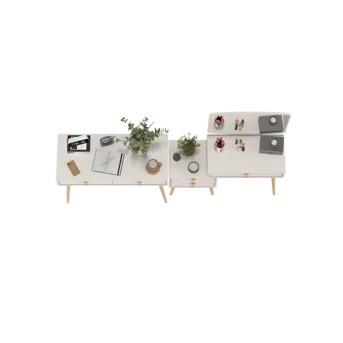 Афина Спальня Стол + Трюмо, цвет кашемир серый, ШхГхВ 100х45х76 + 105х38,6х129 см., универсальная сборка