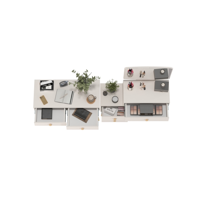 Афина Спальня Стол + Трюмо, цвет кашемир серый, ШхГхВ 100х45х76 + 105х38,6х129 см., универсальная сборка