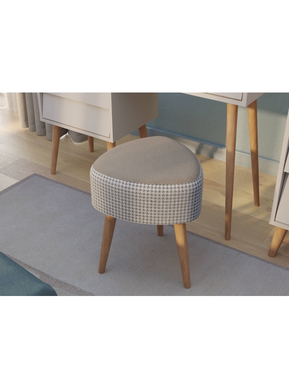 Банкетка 6-5134ТКбеж Ева, цвет ткань бежевая с рисунком, ШхГхВ 38х38х45 см.(банкетка на трёх ножках), цвет ножек: тик