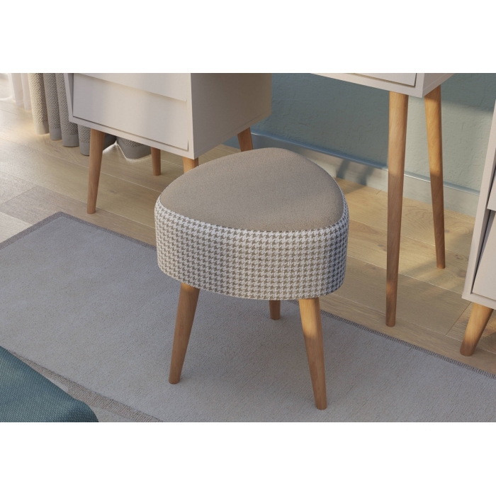 Банкетка 6-5134ТКбеж Ева, цвет ткань бежевая с рисунком, ШхГхВ 38х38х45 см.(банкетка на трёх ножках), цвет ножек: тик