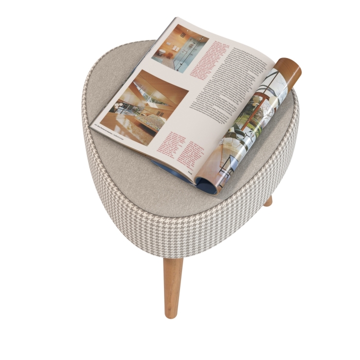 Банкетка 6-5134ТКбеж Ева, цвет ткань бежевая с рисунком, ШхГхВ 38х38х45 см.(банкетка на трёх ножках), цвет ножек: тик