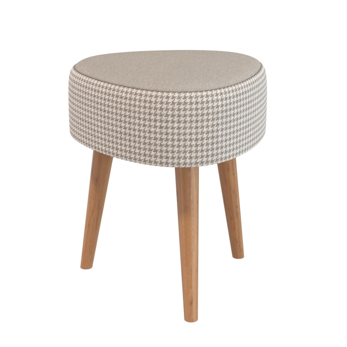 Банкетка 6-5134ТКбеж Ева, цвет ткань бежевая с рисунком, ШхГхВ 38х38х45 см.(банкетка на трёх ножках), цвет ножек: тик