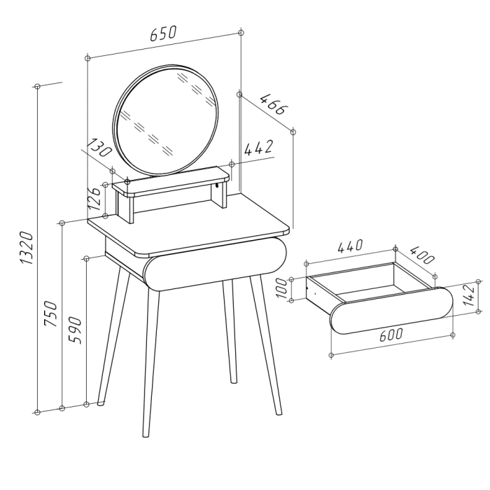 Трюмо Napoli цвет белый