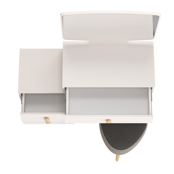 Афина Спальня 4-25901М1к.с. Трюмо + Банкетка 6-5134ТКчёр Ева, цвет кашемир серый/ткань чёрная, ШхГхВ 105х38,6х129 + 38х38х45 см., универс. сб.