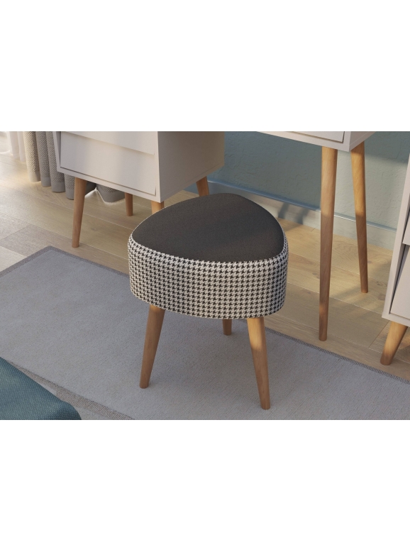 Банкетка 6-5134ТКчёр Ева, цвет ткань чёрная с рисунком, ШхГхВ 38х38х45 см.(банкетка на трёх ножках), цвет ножек: тик