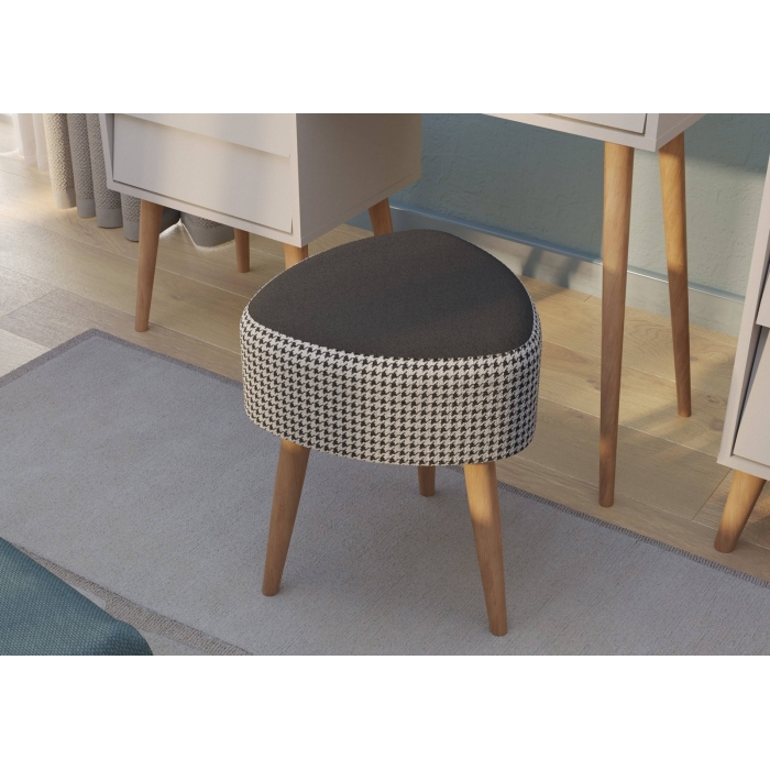 Банкетка 6-5134ТКчёр Ева, цвет ткань чёрная с рисунком, ШхГхВ 38х38х45 см.(банкетка на трёх ножках), цвет ножек: тик