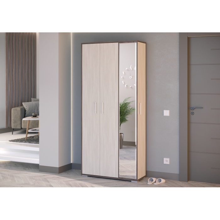 Прихожая 2-3421бод.тем/св Домино-мини, цвет бодега тёмный/бодега светлый, ШхГхВ 88х36х202 см., универсальная сборка