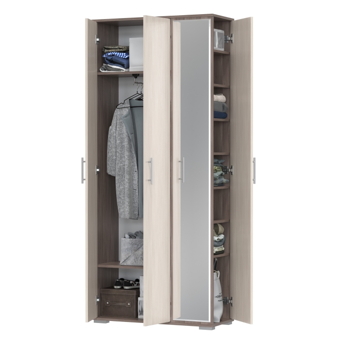 Прихожая 2-3421бод.тем/св Домино-мини, цвет бодега тёмный/бодега светлый, ШхГхВ 88х36х202 см., универсальная сборка