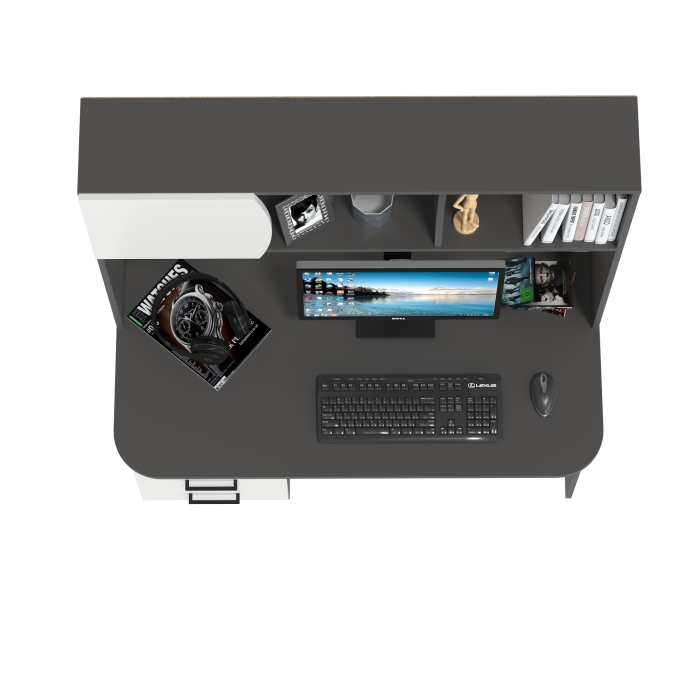 Стол рабочий 6-0606граф/бел Сигма, цвет графит/белый, ШхГхВ 120,5х60,5х166 см., НЕ универсальная сборка