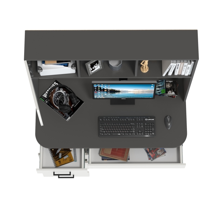 Стол рабочий 6-0606граф/бел Сигма, цвет графит/белый, ШхГхВ 120,5х60,5х166 см., НЕ универсальная сборка