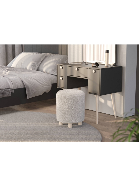 Банкетка 6-5137ТКШсв.серый Марта, цвет ткань светло-серая, ШхГхВ 36х36х46 см.(круглая банкетка на трёх ножках)