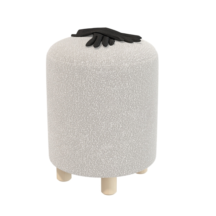 Банкетка 6-5137ТКШсв.серый Марта, цвет ткань светло-серая, ШхГхВ 36х36х46 см.(круглая банкетка на трёх ножках)