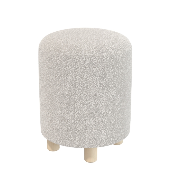 Банкетка 6-5137ТКШсв.серый Марта, цвет ткань светло-серая, ШхГхВ 36х36х46 см.(круглая банкетка на трёх ножках)