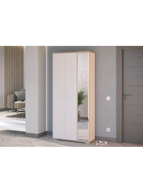 Прихожая 2-3421дкз/к.с Домино-мини, цвет дуб крафт золотой/кашемир серый, ШхГхВ 88х36х202 см., универсальная сборка