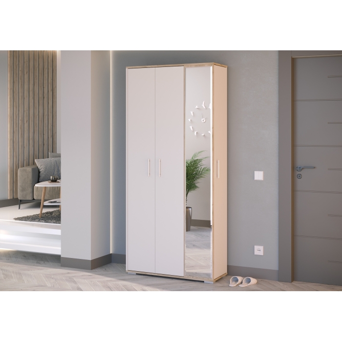 Прихожая 2-3421дкз/к.с Домино-мини, цвет дуб крафт золотой/кашемир серый, ШхГхВ 88х36х202 см., универсальная сборка