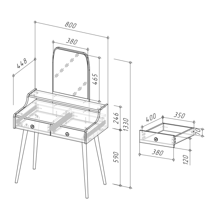 Трюмо Messina цвет дуб крафт серый/графит