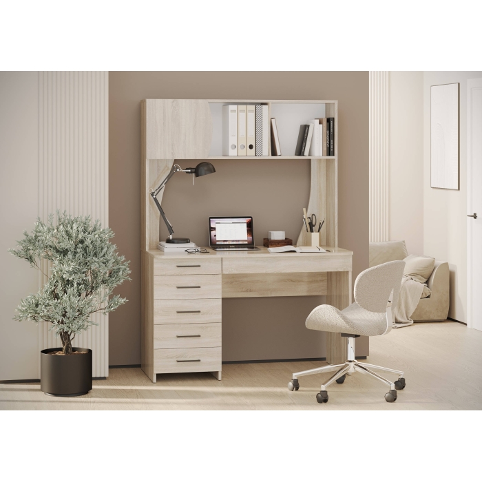 Стол рабочий 6-0606дубсон Сигма, цвет дуб сонома, ШхГхВ 120,5х60,5х166 см., НЕ универсальная сборка