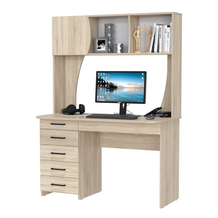 Стол рабочий 6-0606дубсон Сигма, цвет дуб сонома, ШхГхВ 120,5х60,5х166 см., НЕ универсальная сборка