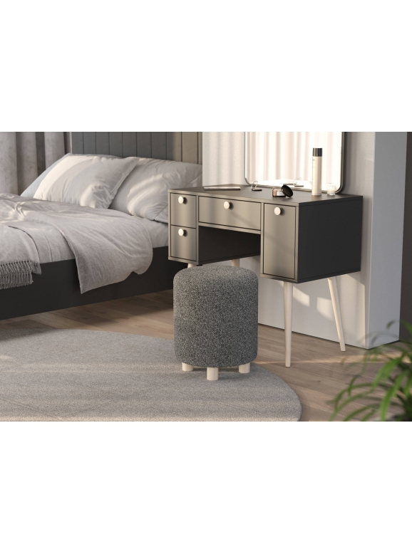 Банкетка 6-5137ТКШтем.серый Марта, цвет ткань тёмно-серая, ШхГхВ 36х36х46 см.(круглая банкетка на трёх ножках)