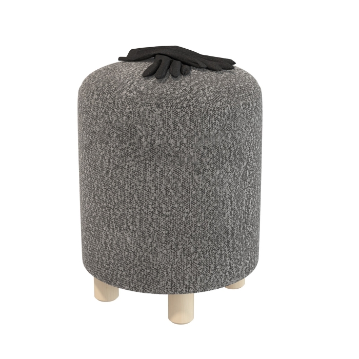 Банкетка 6-5137ТКШтем.серый Марта, цвет ткань тёмно-серая, ШхГхВ 36х36х46 см.(круглая банкетка на трёх ножках)