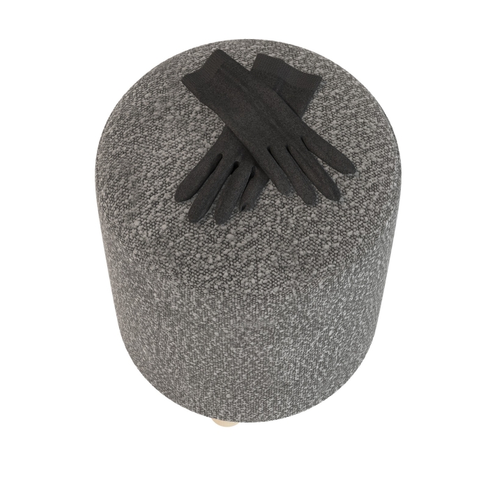 Банкетка 6-5137ТКШтем.серый Марта, цвет ткань тёмно-серая, ШхГхВ 36х36х46 см.(круглая банкетка на трёх ножках)