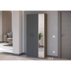 Прихожая 2-3421дкт/граф Домино-мини, цвет дуб крафт табачный/графит, ШхГхВ 88х36х202 см., универсальная сборка