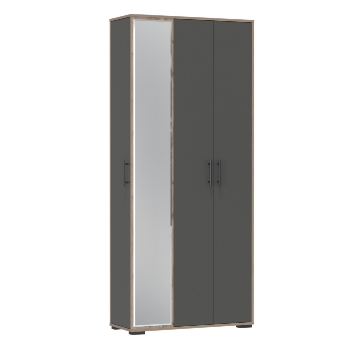 Прихожая 2-3421дкт/граф Домино-мини, цвет дуб крафт табачный/графит, ШхГхВ 88х36х202 см., универсальная сборка