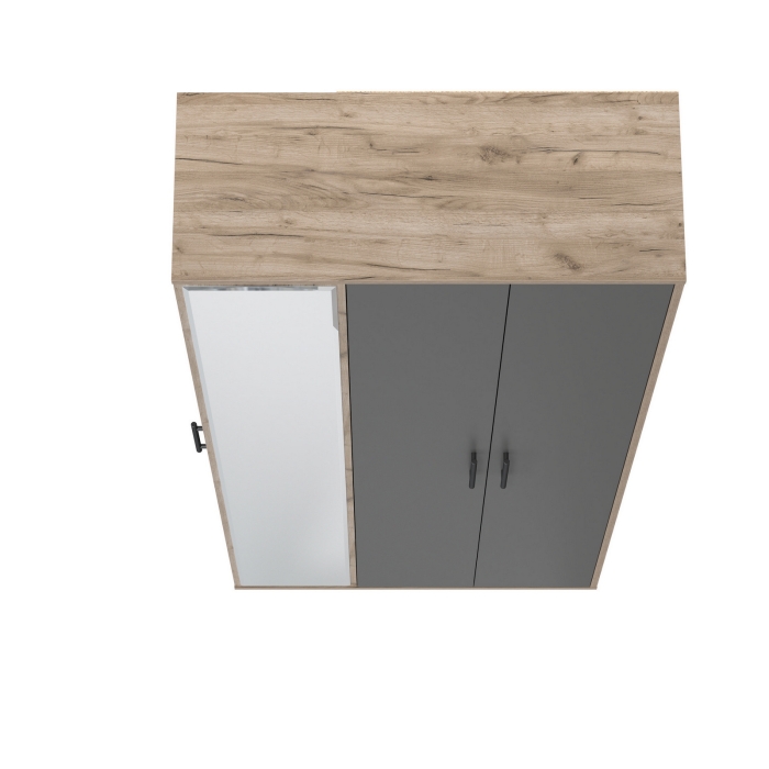 Прихожая 2-3421дкт/граф Домино-мини, цвет дуб крафт табачный/графит, ШхГхВ 88х36х202 см., универсальная сборка