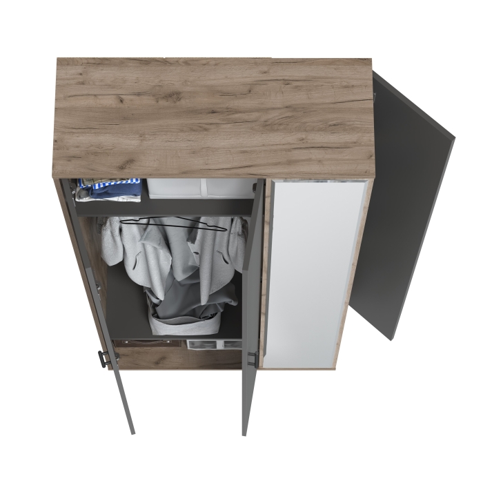 Прихожая 2-3421дкт/граф Домино-мини, цвет дуб крафт табачный/графит, ШхГхВ 88х36х202 см., универсальная сборка