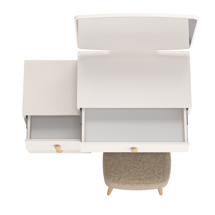 Афина Спальня 4-25901М1к.с. Трюмо + Банкетка 6-5135ТКШкор Полли, цвет кашемир серый/ткань коричневая, ШхГхВ 105х38,6х129 + 44х34х45 см., универс. сб.