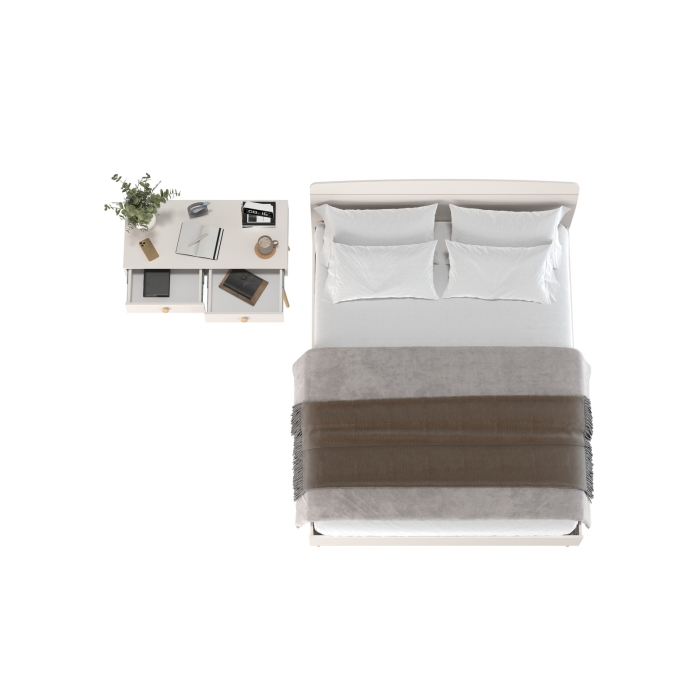 Афина Спальня Кровать 1600 + Стол, цвет кашемир серый, ШхГхВ 164,6х210,2х95,6 + 100х45х76 см., сп.м. 1600х2000 мм., б/м, основание есть