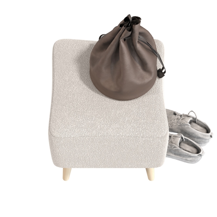 Банкетка 6-5133ТКВмол Куби, цвет ткань молоко, ШхГхВ 41х41х45 см.(квадратная банкетка на четырёх ножках), цвет ножек: иней