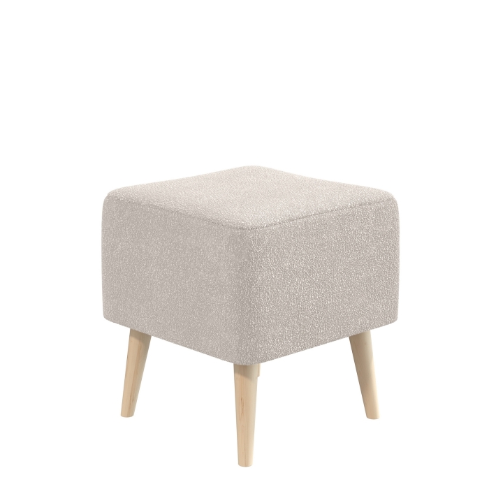 Банкетка 6-5133ТКВмол Куби, цвет ткань молоко, ШхГхВ 41х41х45 см.(квадратная банкетка на четырёх ножках), цвет ножек: иней