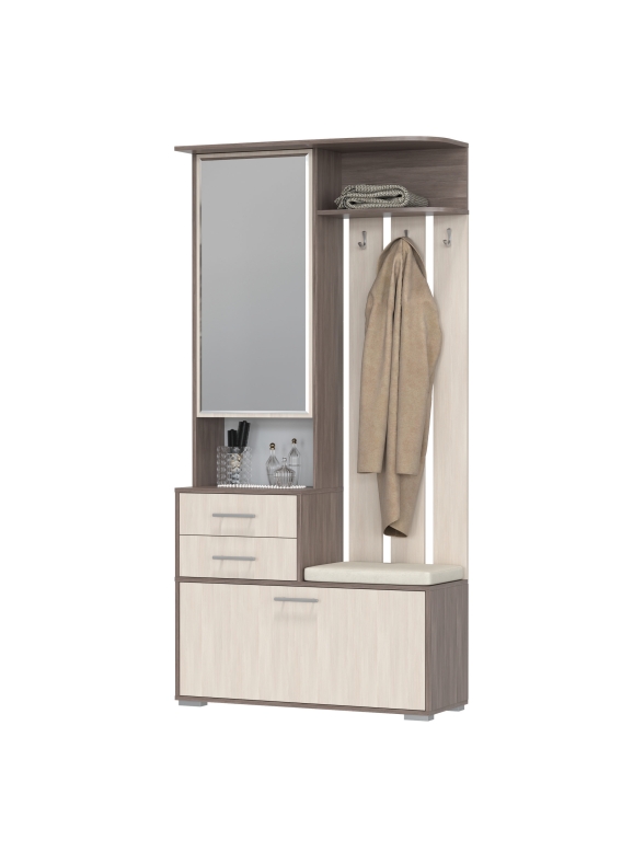 Прихожая Domino - Шкаф с вешалкой, цвет бодега тёмный/бодега светлый