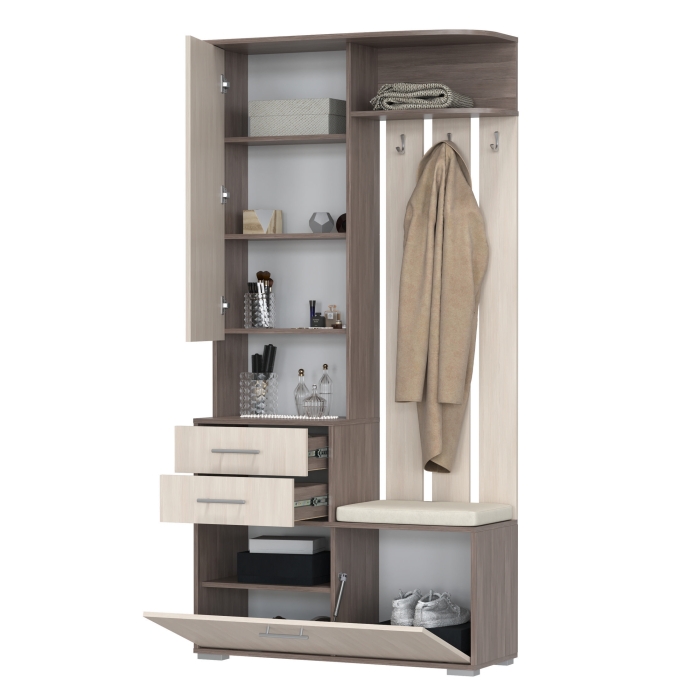 Прихожая Domino - Шкаф с вешалкой, цвет бодега тёмный/бодега светлый