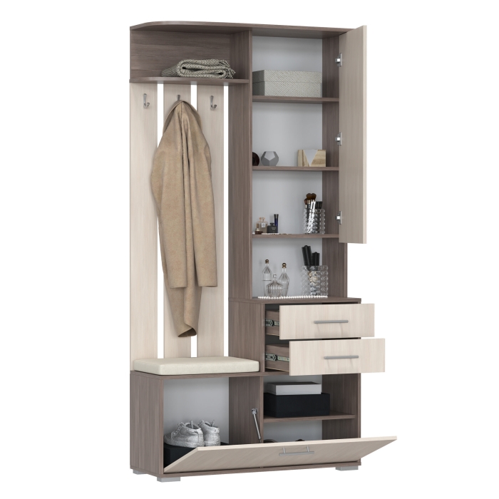 Прихожая Domino - Шкаф с вешалкой, цвет бодега тёмный/бодега светлый
